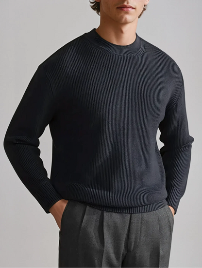 Classic Dark Blue Crew Neck Sweater Men