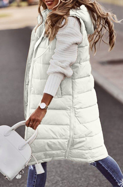 Warm Women's Padded Longline Gilet with Hood