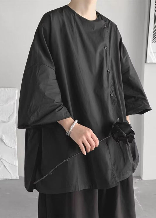 Women's Relaxed Fit Cotton Shirt Black - OutfitLondon