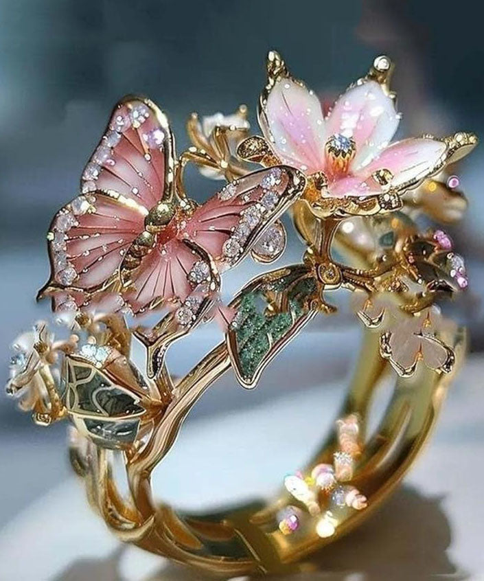 Women's Gold Tone Bohemian Ring Handcrafted Zircon - OutfitLondon