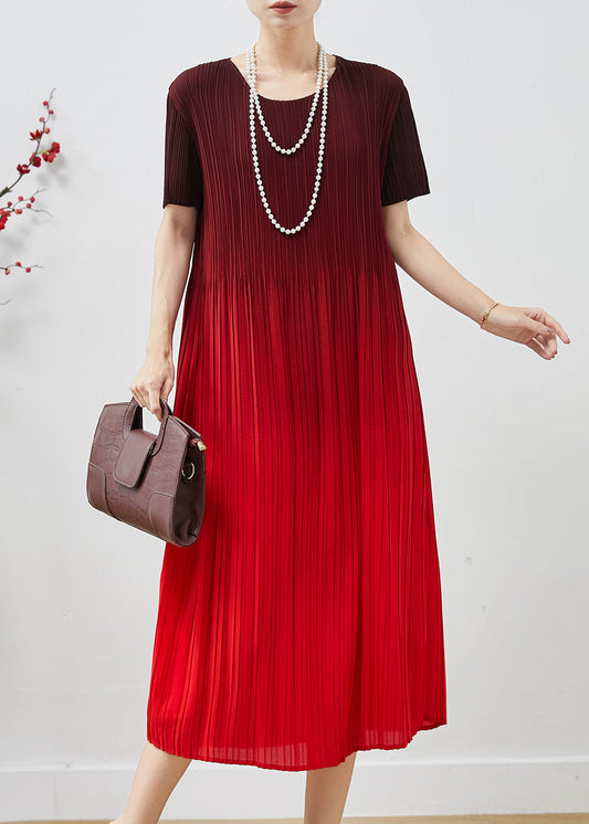 Oversized Silk Chiffon Dress Gradient Red - OutfitLondon