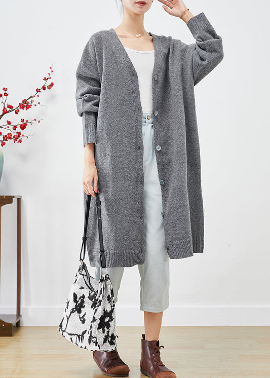 Women's Oversized Cardigan Soft Gray Knit - OutfitLondon