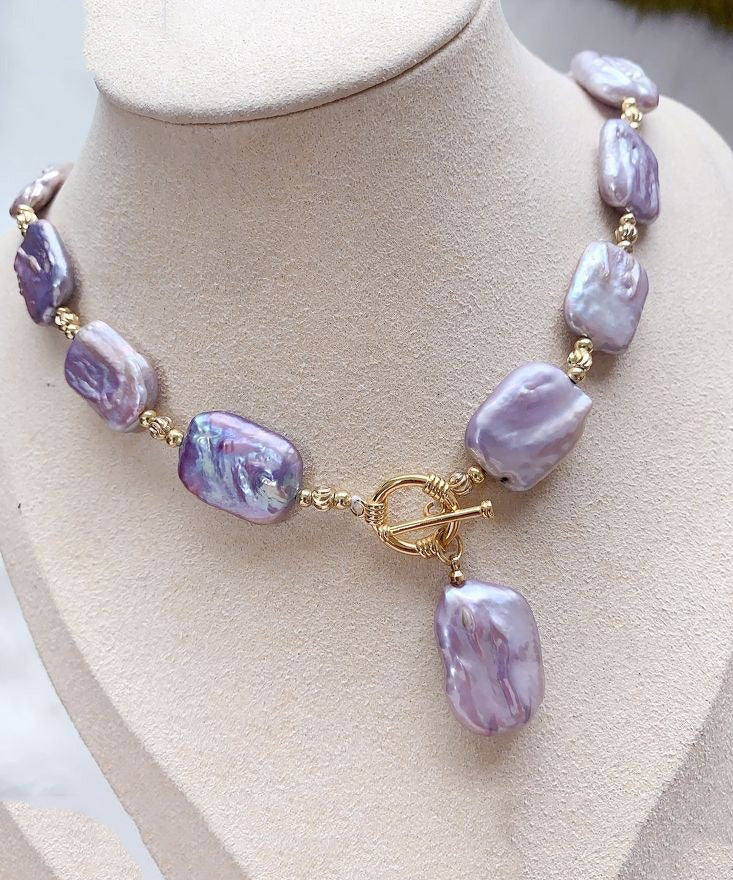 Women's Sterling Silver Pearl Pendant Necklace Violet - OutfitLondon