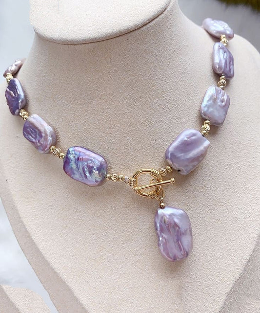 Women's Sterling Silver Pearl Pendant Necklace Violet - OutfitLondon