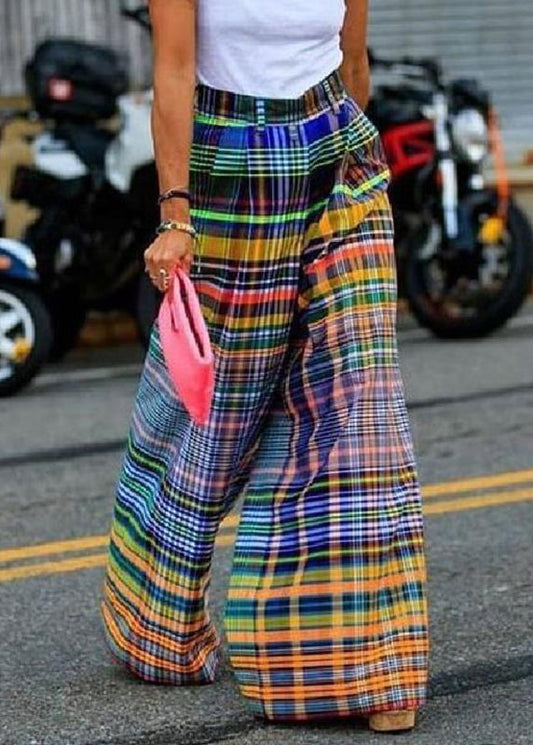 Women's Wide-Leg Cotton Pants High Waist Multi-Color - OutfitLondon