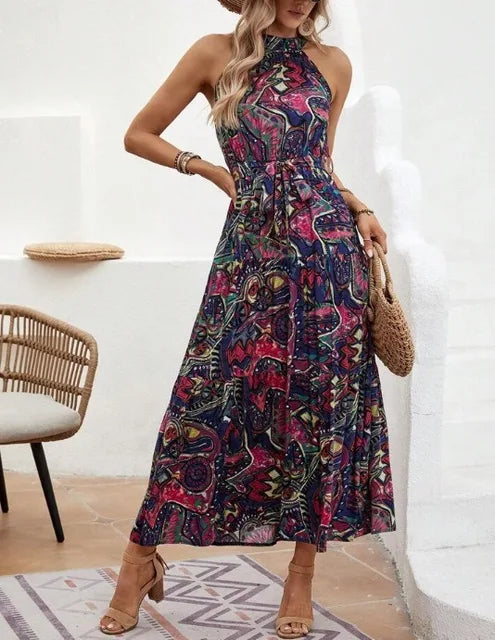 Elegant Ladies Summer Dress with Halter Top