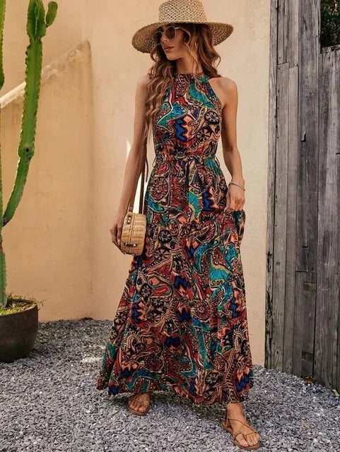 Elegant Ladies Summer Dress with Halter Top