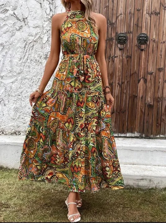 Elegant Ladies Summer Dress with Halter Top
