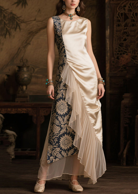 Women's Asymmetric Evening Gown Tulle Silk Boho Chic - OutfitLondon