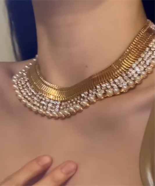Women's Copper Necklace Graduated Zircon Beads 40cm - OutfitLondon