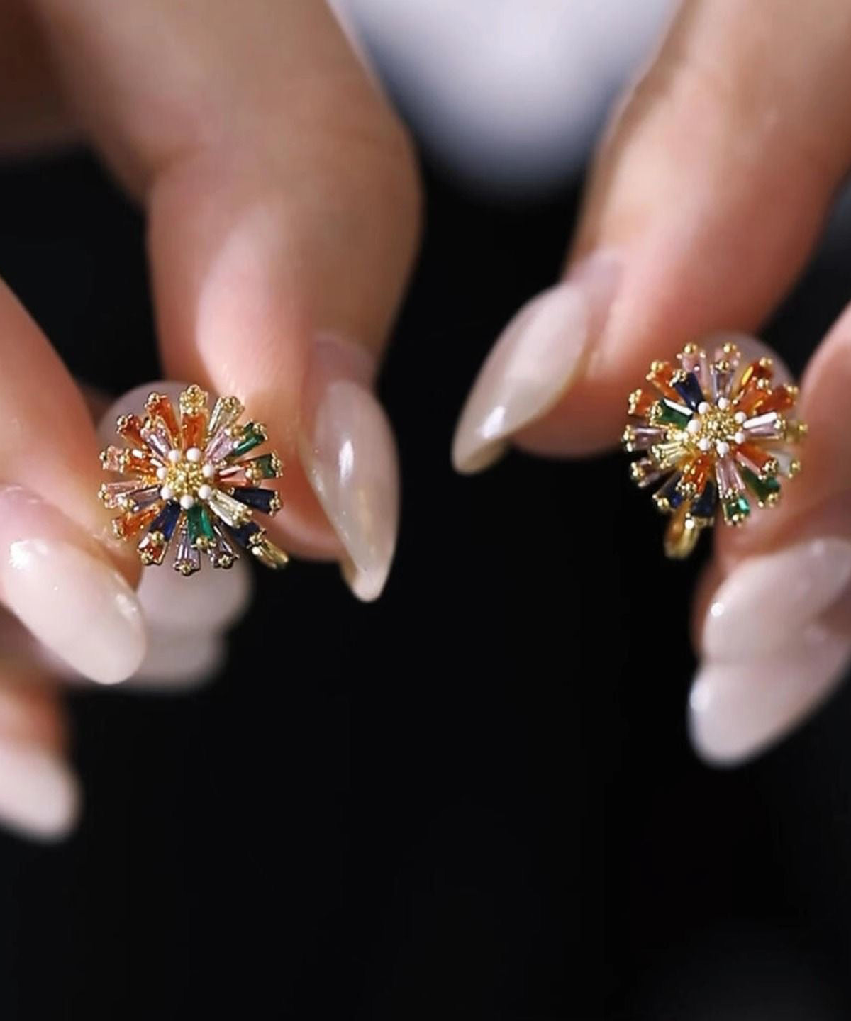 Women's Copper Stud Earrings Boho Rainbow Design Lightweight - OutfitLondon