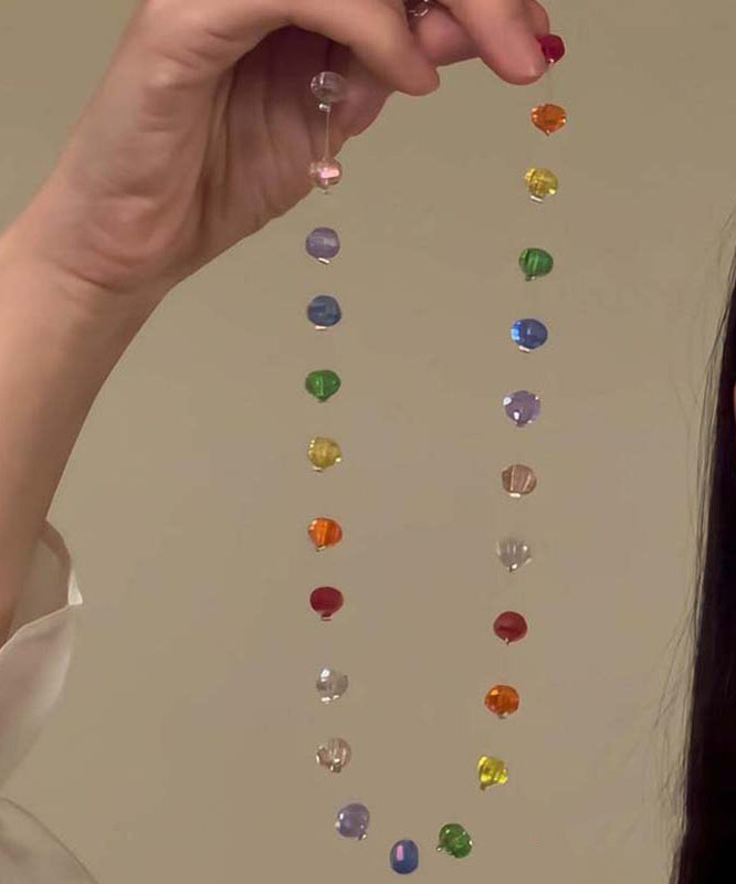 Rainbow Glass Bead Necklace Boho Chic Everyday Wear - OutfitLondon