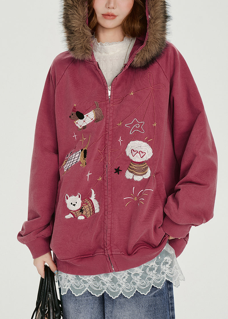 Women's Embroidered Cotton Hoodie Rose Florals Plus Size - OutfitLondon