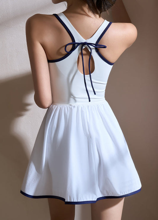 Women's White Tennis Dress Cotton Modal Breathable - OutfitLondon