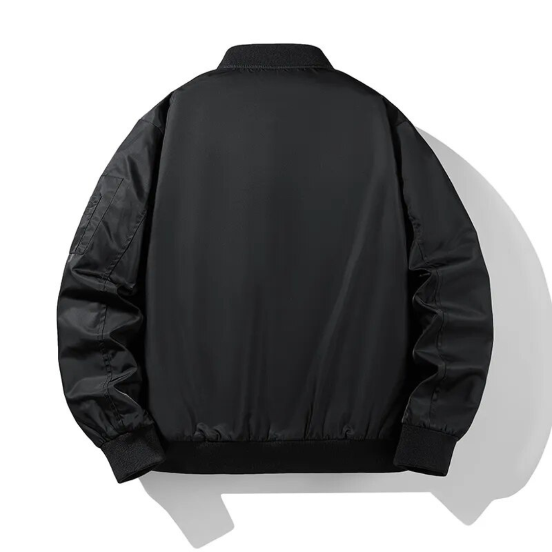 Comfortable Fit Bomber Jacket with Elastic Cuffs
