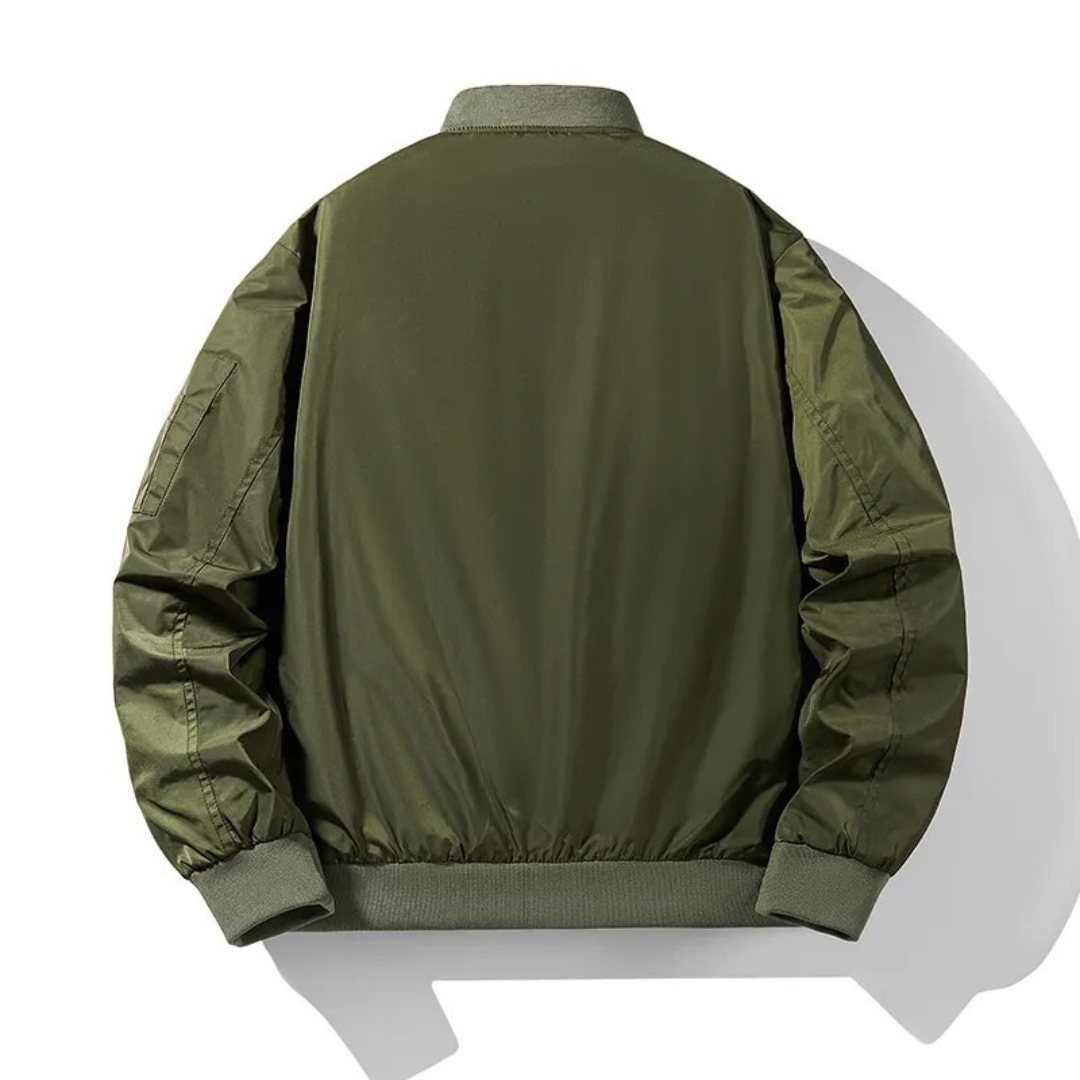Comfortable Fit Bomber Jacket with Elastic Cuffs