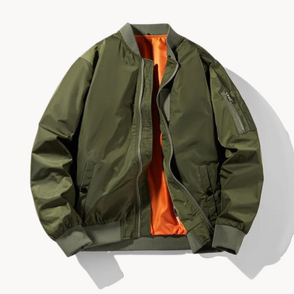 Comfortable Fit Bomber Jacket with Elastic Cuffs