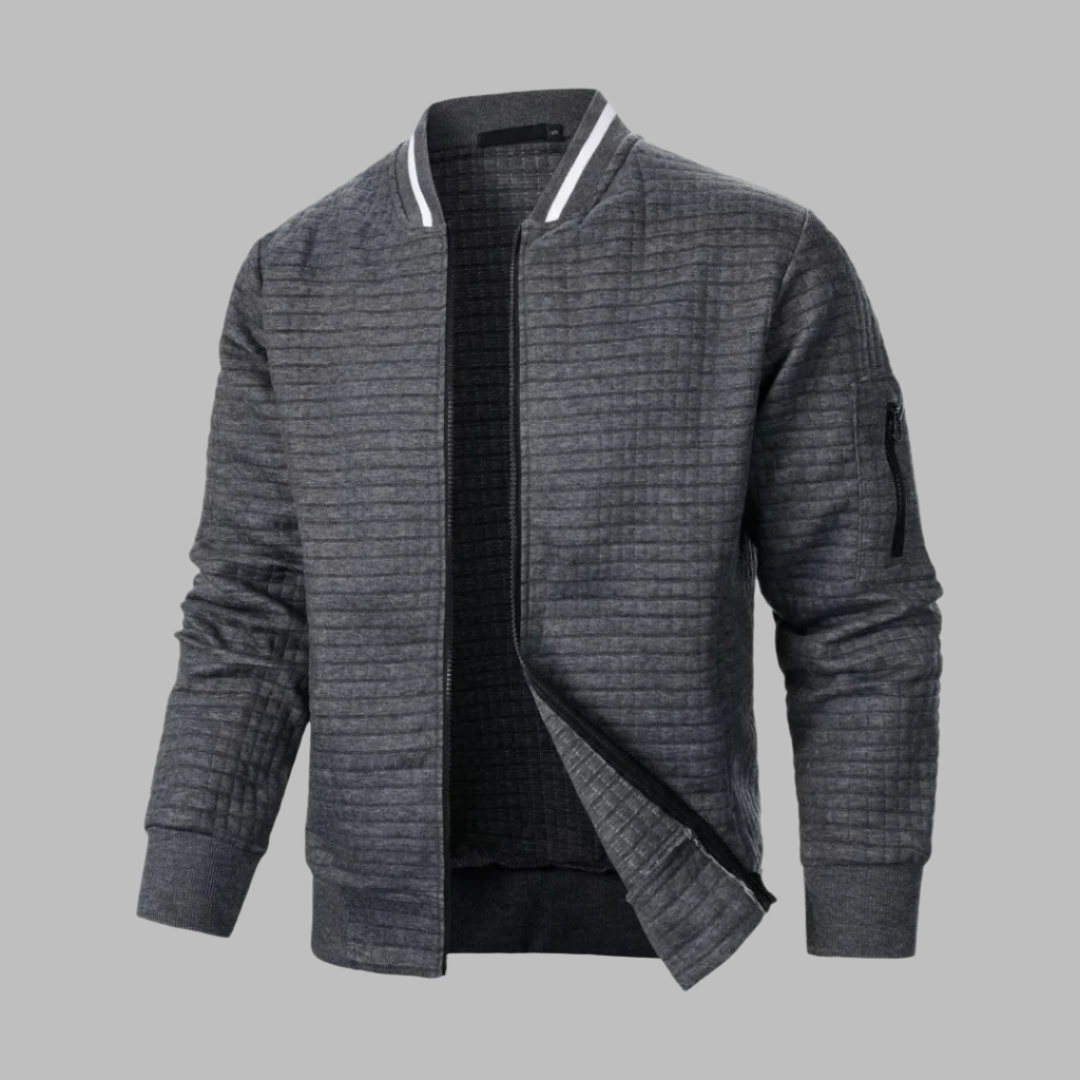 Warm Quilted Bomber Jacket with Fitted Ribbed Sleeves