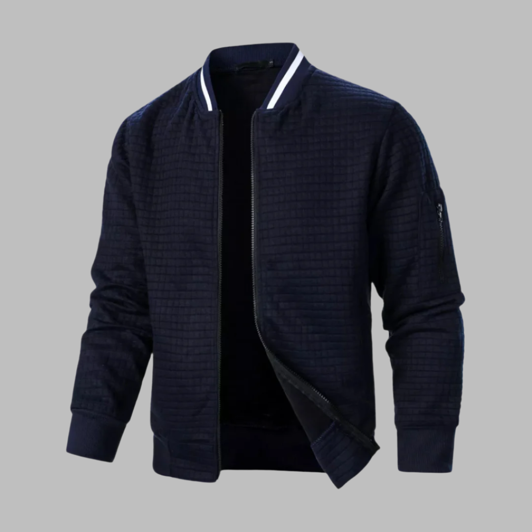 Warm Quilted Bomber Jacket with Fitted Ribbed Sleeves