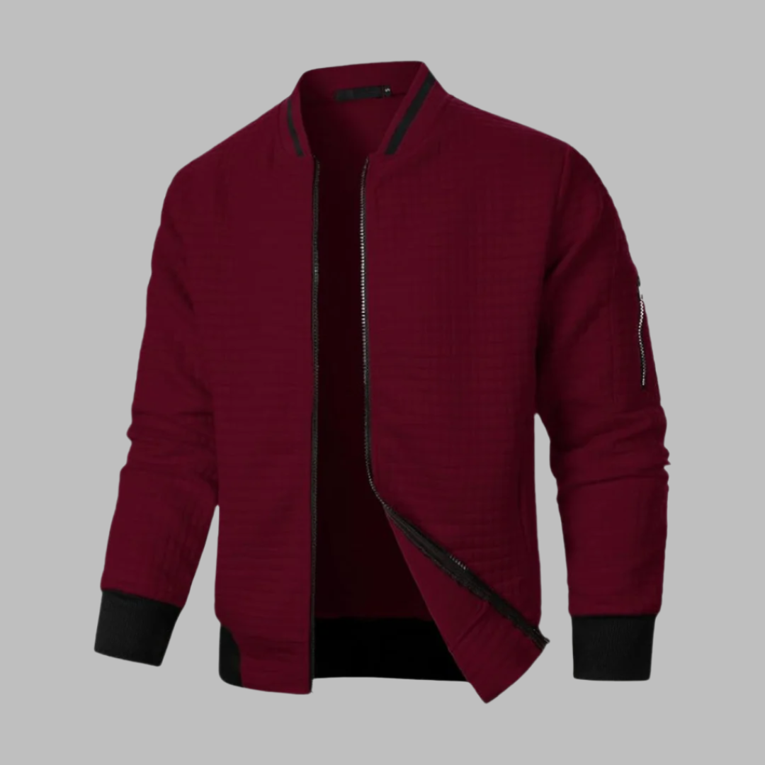 Warm Quilted Bomber Jacket with Fitted Ribbed Sleeves