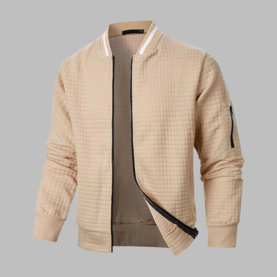 Warm Quilted Bomber Jacket with Fitted Ribbed Sleeves