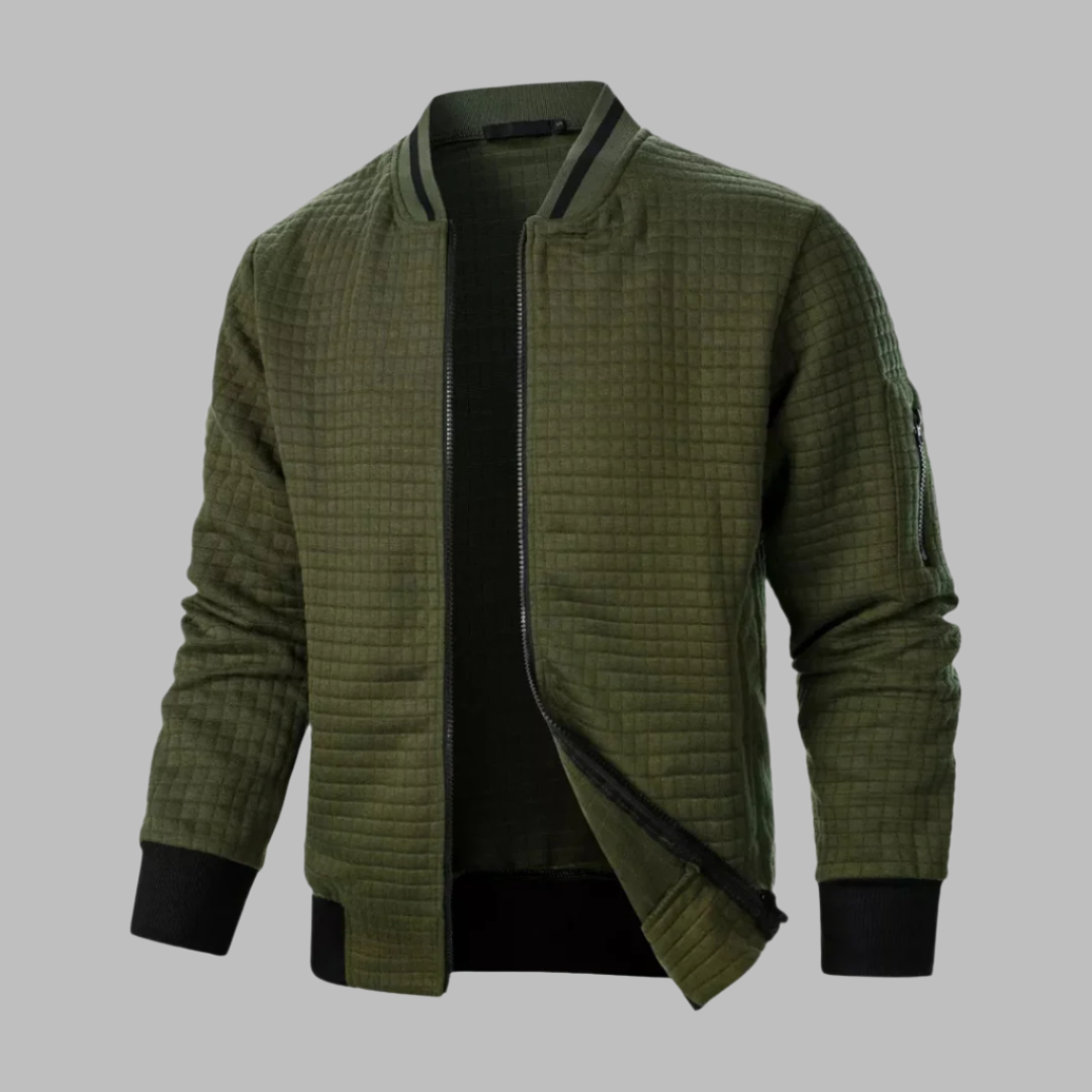 Warm Quilted Bomber Jacket with Fitted Ribbed Sleeves