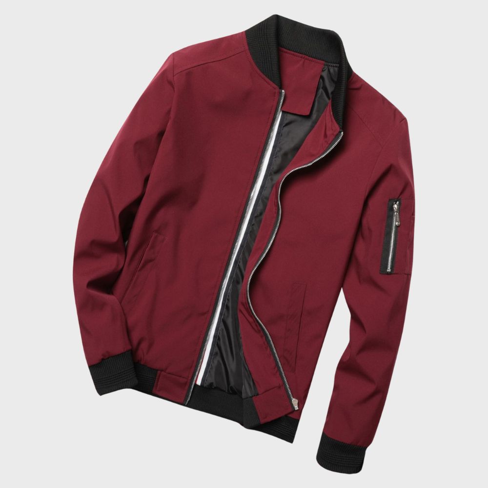 Slim Fit Lightweight Bomber Jacket Zip Up