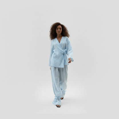 Chic 2 Piece Outfit Wrap Top and Flowy Pants - OutfitLondon