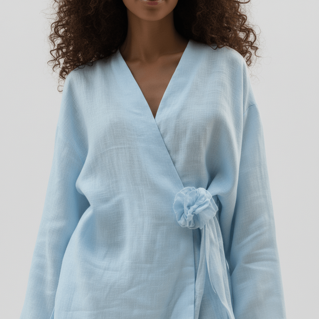 Chic 2 Piece Outfit Wrap Top and Flowy Pants