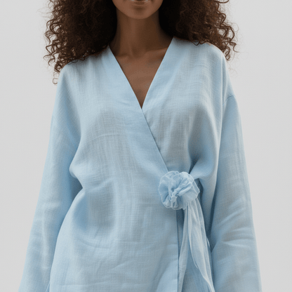 Chic 2 Piece Outfit Wrap Top and Flowy Pants
