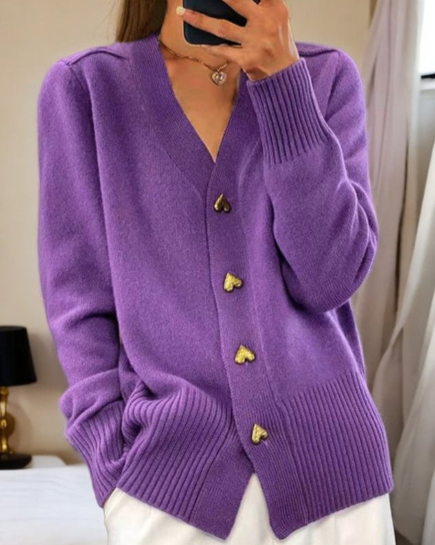 Cozy Women's Crew Neck Sweater Cardigan