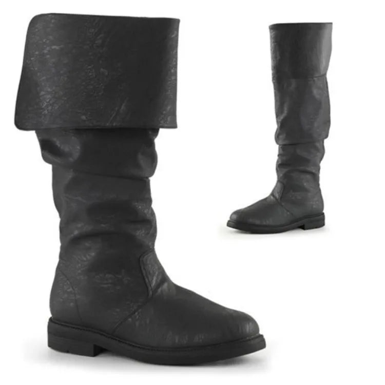Tall Men's Leather Knee High Boots - OutfitLondon