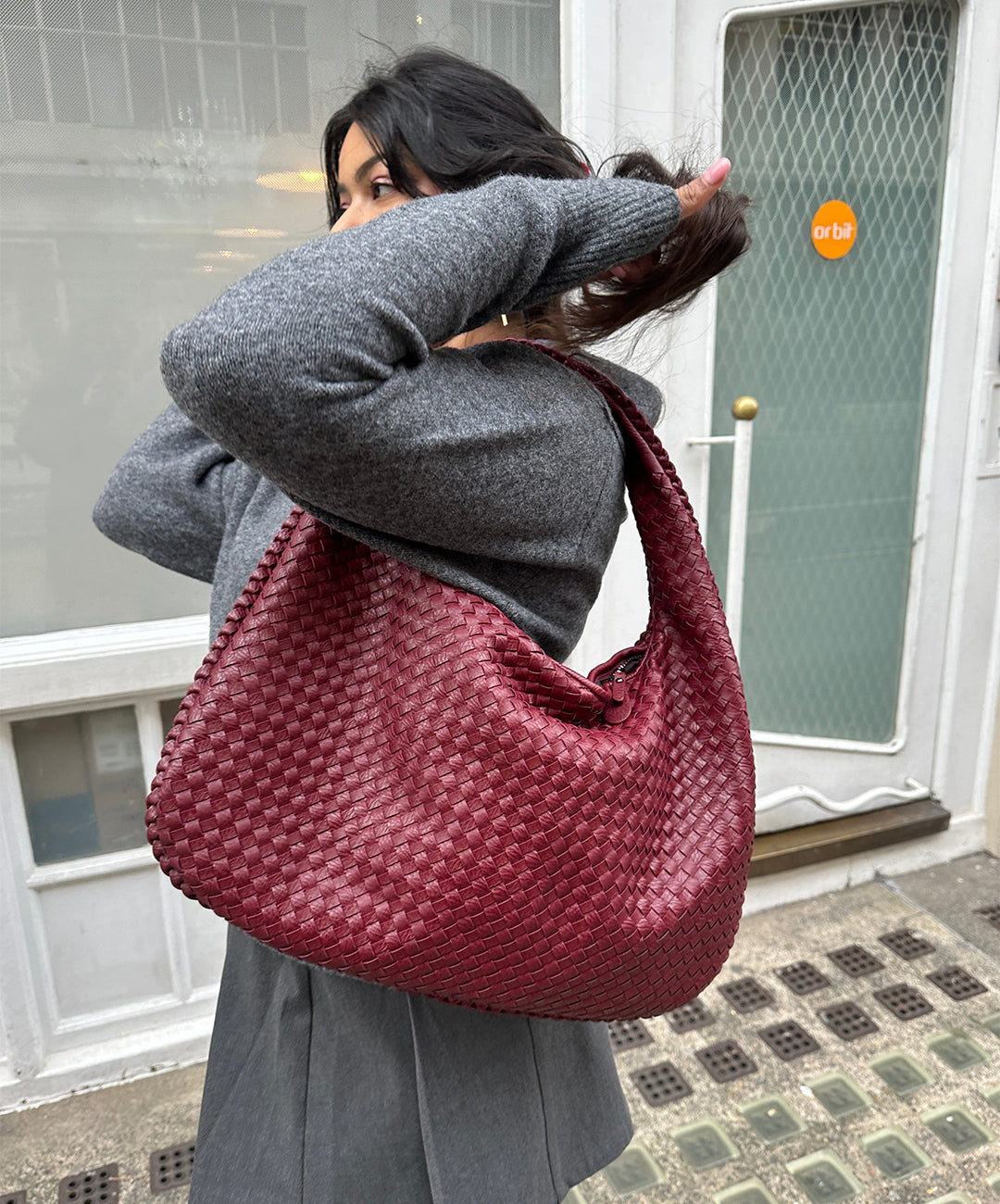 Big Synthetic Leather Shopping Bag 47x32x21cm