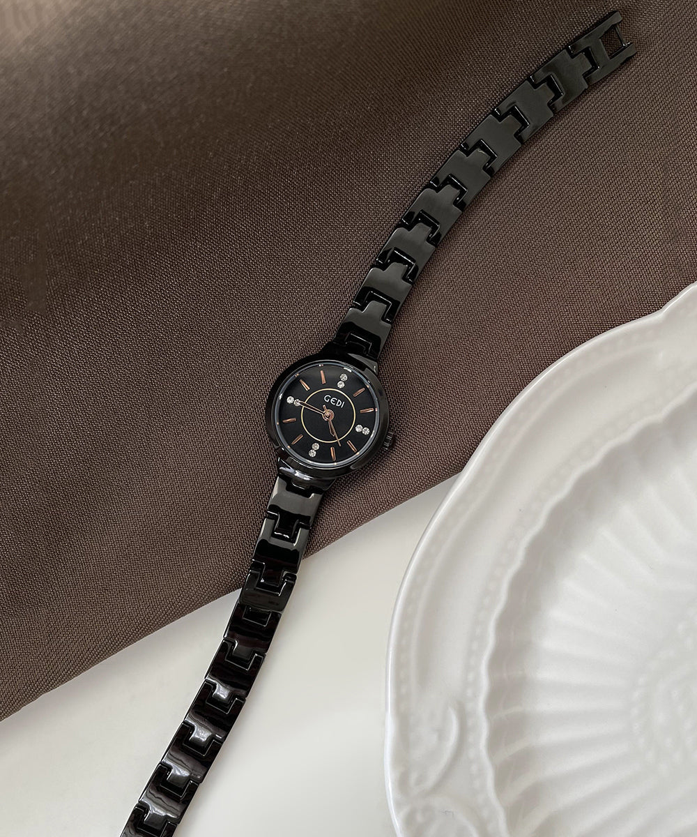 Women's Quartz Watch Black Alloy Modern - OutfitLondon