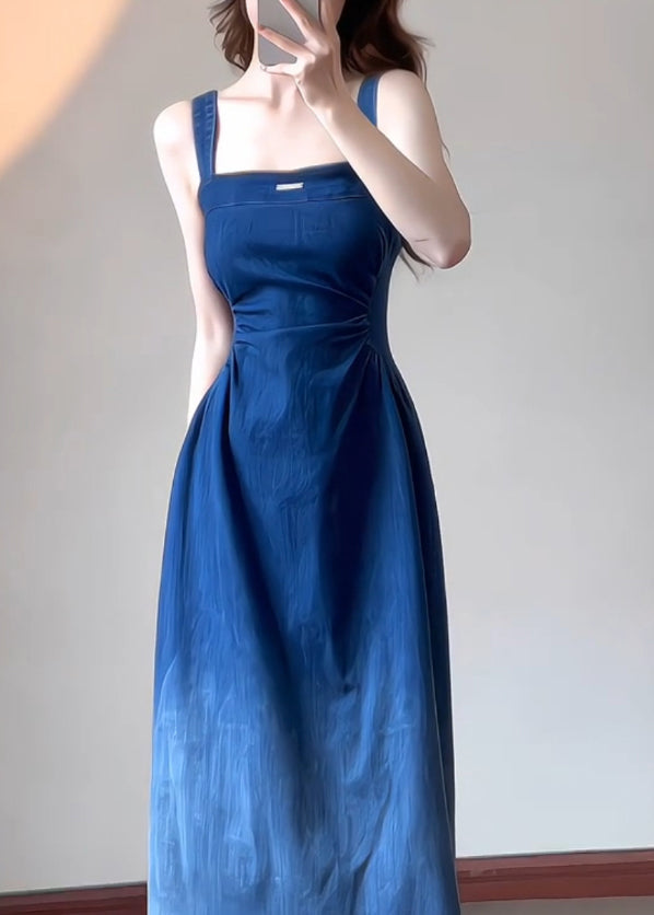 Women's Slim Fit Blue Denim Summer Dress - OutfitLondon