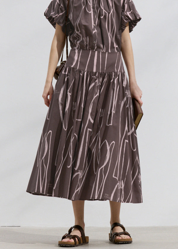 Women's Cotton Patchwork Skirt Crinkle Print Lightweight - OutfitLondon