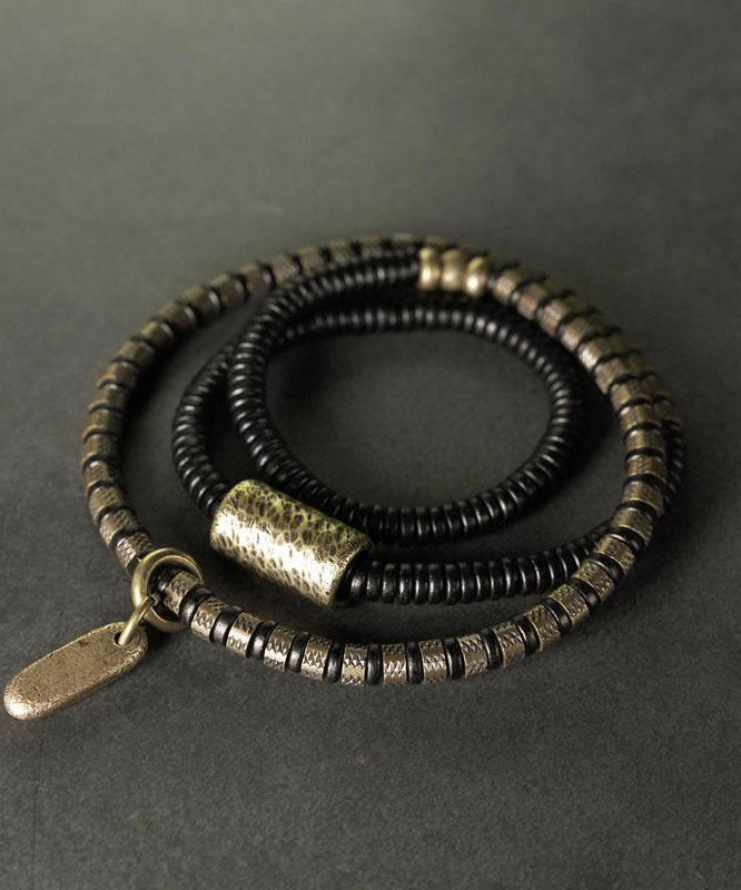 Women's Copper Bead Bracelet Sandalwood Charm 36cm - OutfitLondon
