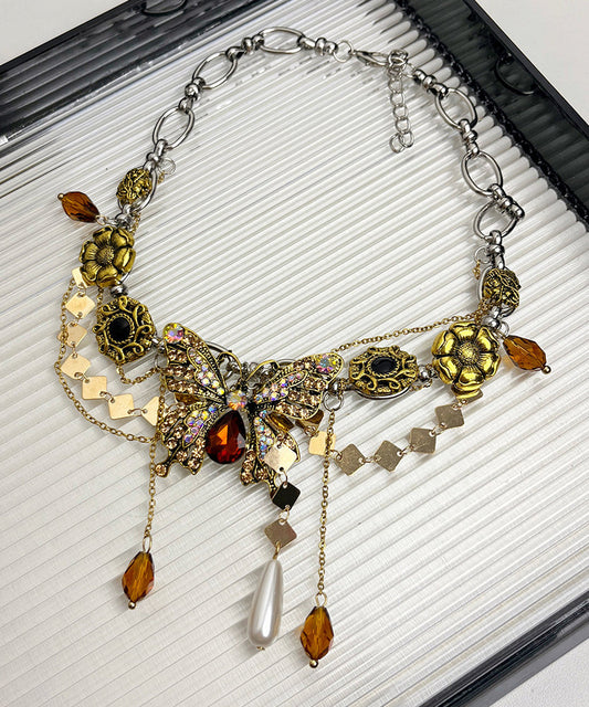 Women's Gold Pendant Necklace Zircon Pom Pom - OutfitLondon