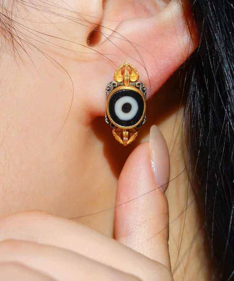 Women's Sterling Silver Agate Stud Earrings - OutfitLondon