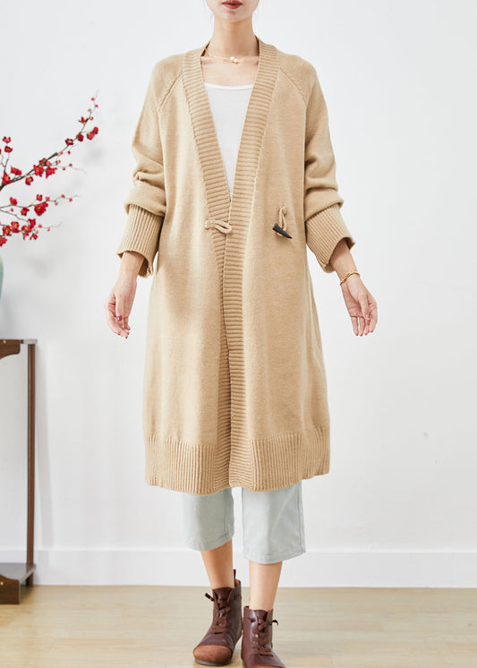 Women's Oversized Knit Cardigan Khaki Ultra Cozy - OutfitLondon