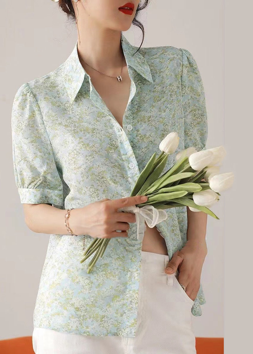 Women's Cotton Shirt Relaxed Fit Light Green - OutfitLondon