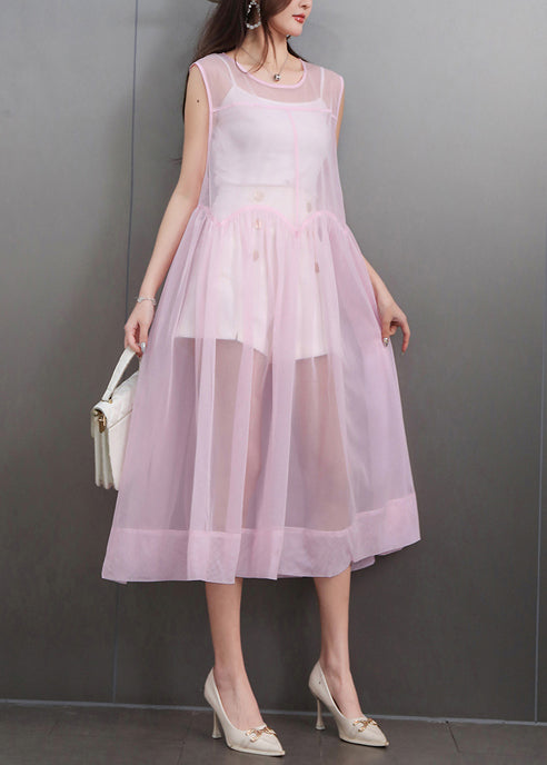 Women's Sleeveless Robe Transparent Tulle Extra Large - OutfitLondon