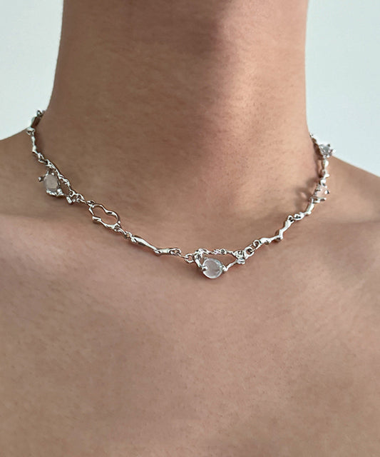 Women's Stainless Steel Asymmetric Cat Eye Pendant Necklace - OutfitLondon