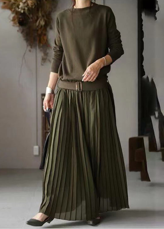 Women's Oversized Patchwork Knit Dress Green - OutfitLondon
