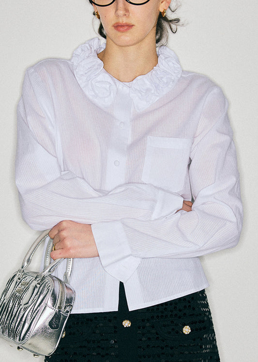 Women's Floral Cotton Jacquard Shirt Soft Autumn Tee - OutfitLondon