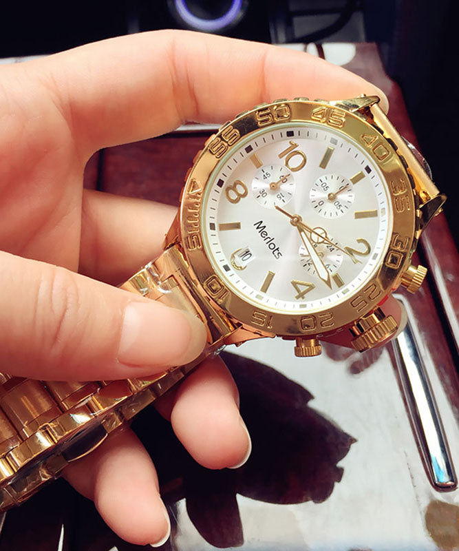 Stainless Steel Quartz Watch White Elegant Everyday Wear - OutfitLondon