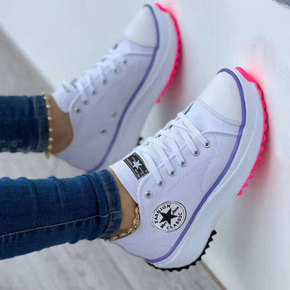 Comfortable Platform Lace Up Sneakers - OutfitLondon