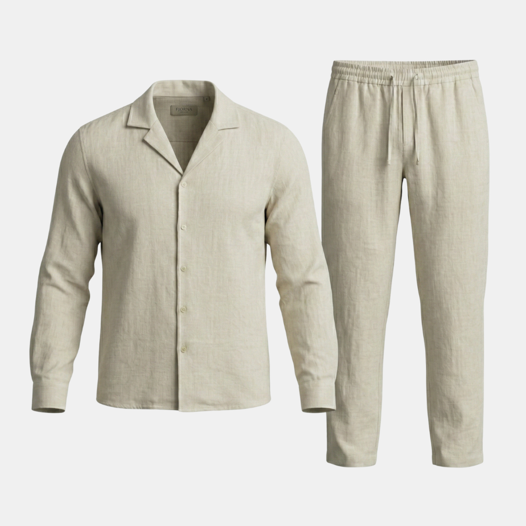 Breathable Linen Shirt and Pants Set for Men - OutfitLondon