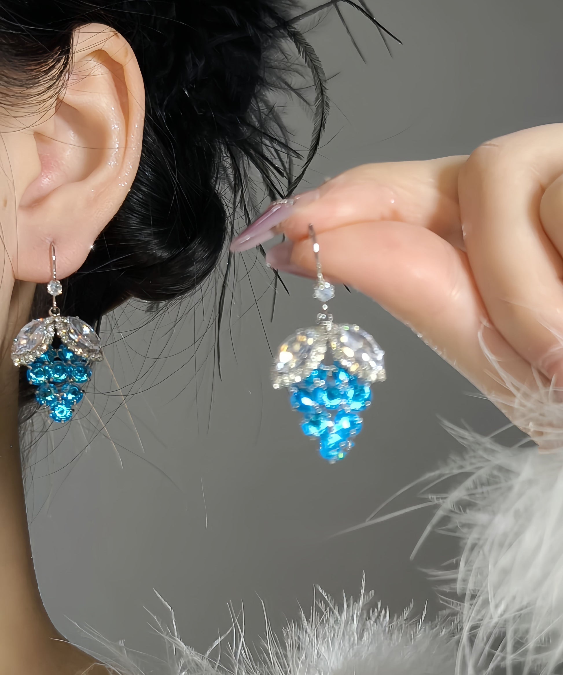 Sterling Silver Blue Zircon Drop Earrings - OutfitLondon