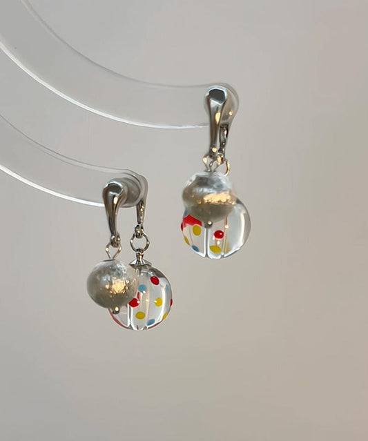 Women's Sterling Silver Silk Hoop Earrings Frosted Dots - OutfitLondon